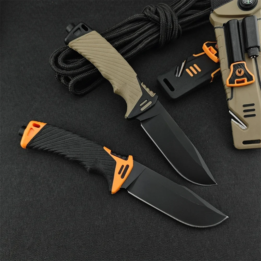 Outdoor Tactical Hunting Fixed Blade Knife 8Cr13Mov Blade Rubberized Handle Jungle Knife Self Defense Multi Tool with Sheath