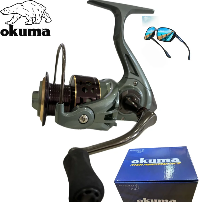 Окума АК6000; Спиннинговая рыболовная катушка для длительного заброса в пресной и морской воде; Специальная рыболовная катушка для заброса удочки