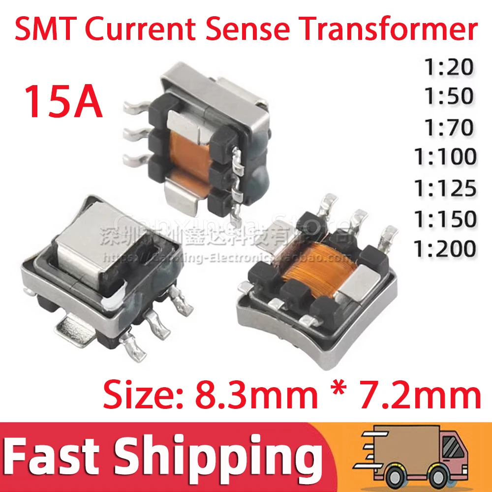 2pcs SMD SMT 15A High Current Sense Sensor Transformer Turns Ratio 1:20 1:50 1:70 1:100 1:125 1:150 1:200 EE5.0