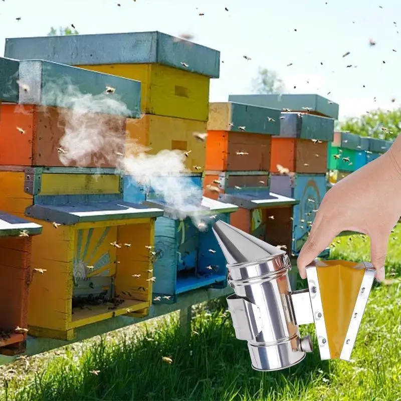 Beekeeping Hive Smoker Portable Stainless Steel Manual Bee Smoke Transmitter Mini Nozzle Children Beekeeper Beehive Smoker