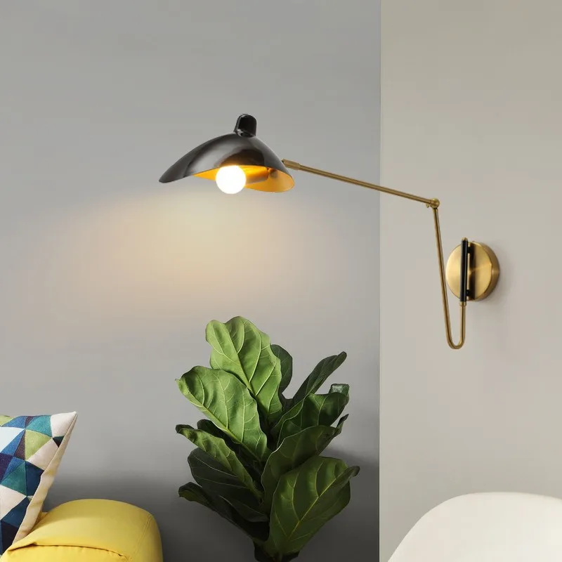 Nordic Industrial Swing Arm Wall Sconce for Bedroom Living, Minimalist Extendable Long Arm Light for Bedside, Home Decor