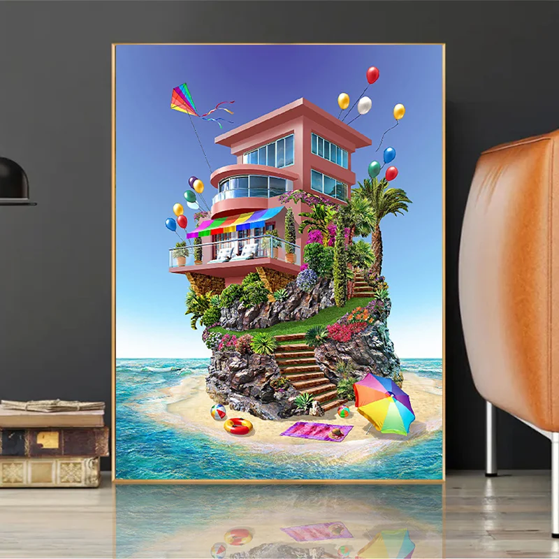 

Landscape 5D DIY Diamond Painting Seaview Room Diamond Mosaic Whole Art Kit Rhinestone Embroidery Cross Stitch Home Decor