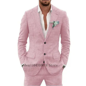 2 Pieces Blazer and Pants Set Linen Suit Tailored Suits Pocket in A Slot Men‘s Designer Clothes Vest for Office Evening Party 6 2 Pieces Blazer and Pants Set Linen Suit Tailored Suits Pocket in A Slot Men‘s Designer Clothes Vest for Office Evening Party 6