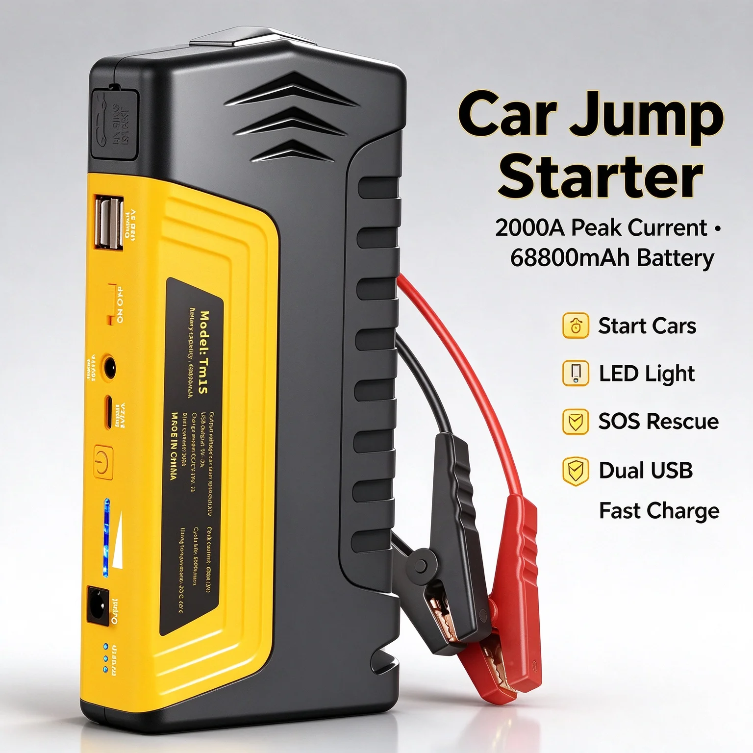 Portable 12V Car Jump Starter Device Multi-Function Emergency Auto Booster with Power Bank Function Air Compressor For Tires
