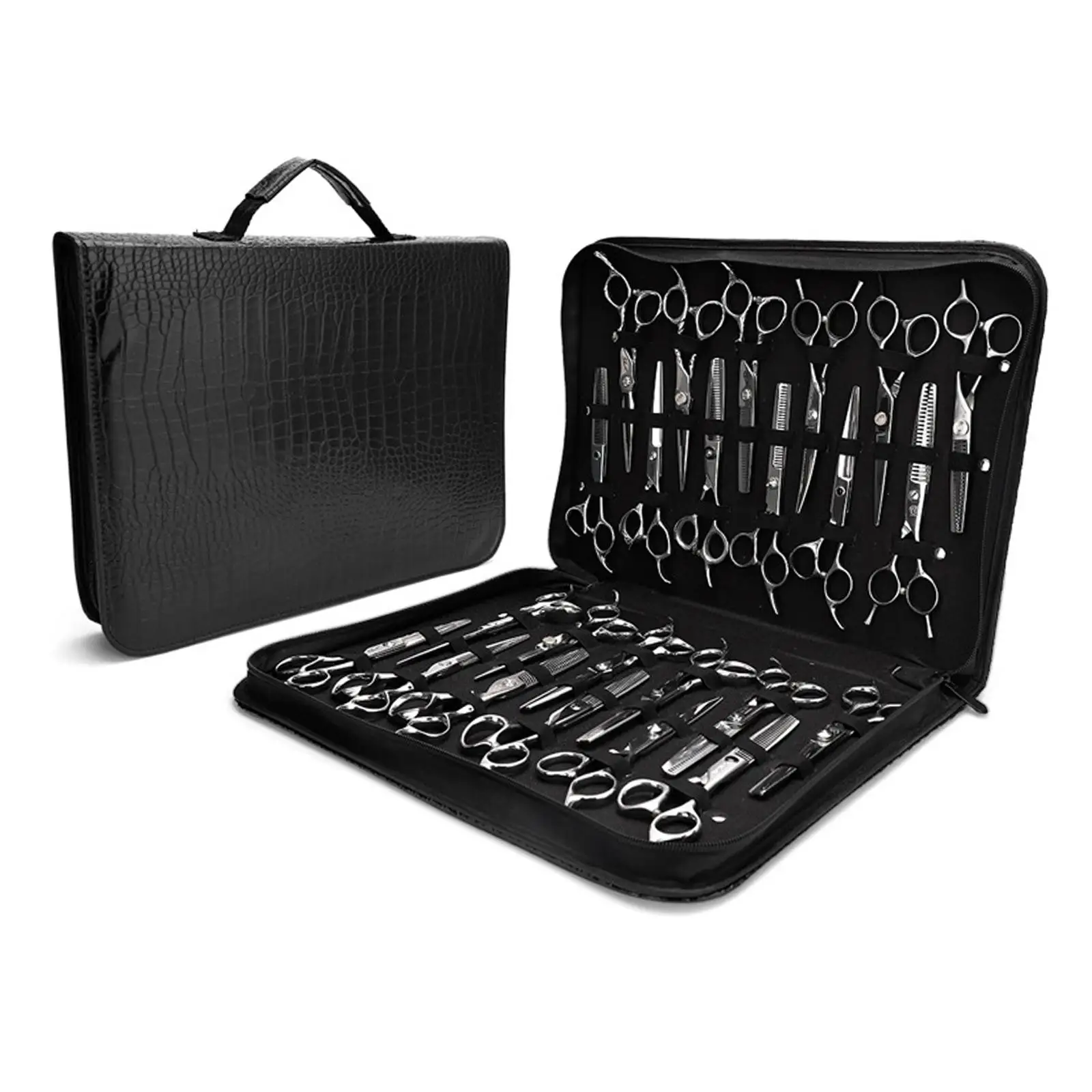 Haircutting Scissors Storage Case Portable Handle PU Leather