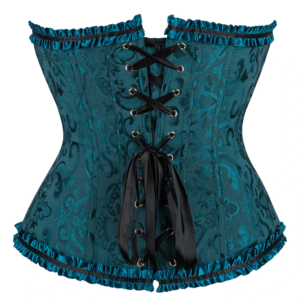 Sexy Bustiers And Corsets Floral Lace Tops For Women Vintage Corset Gothic Overbust Satin Jacquard Lingerie Corselet