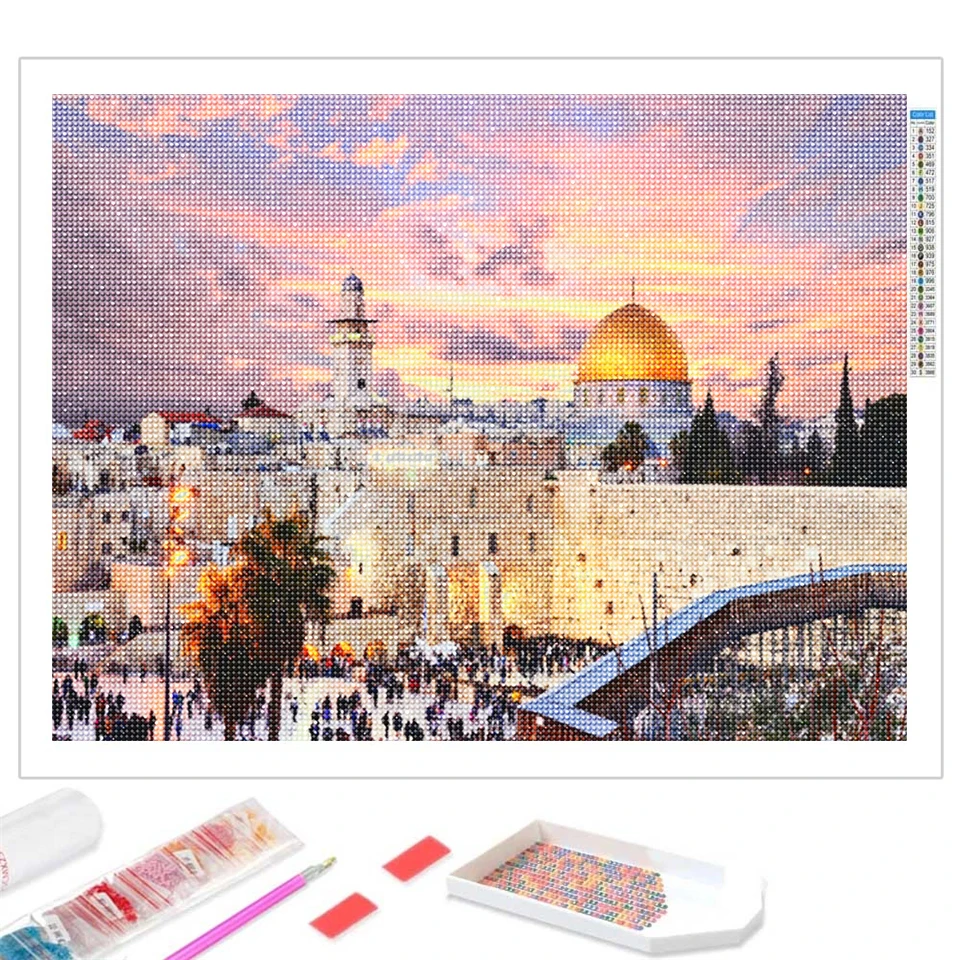 Wailing Wall Jerusalem Diamond Painting 5D Full Drill Kit Cross Stitch Diamond Mosaic Jewish Christianity Home Decor DIY Gift