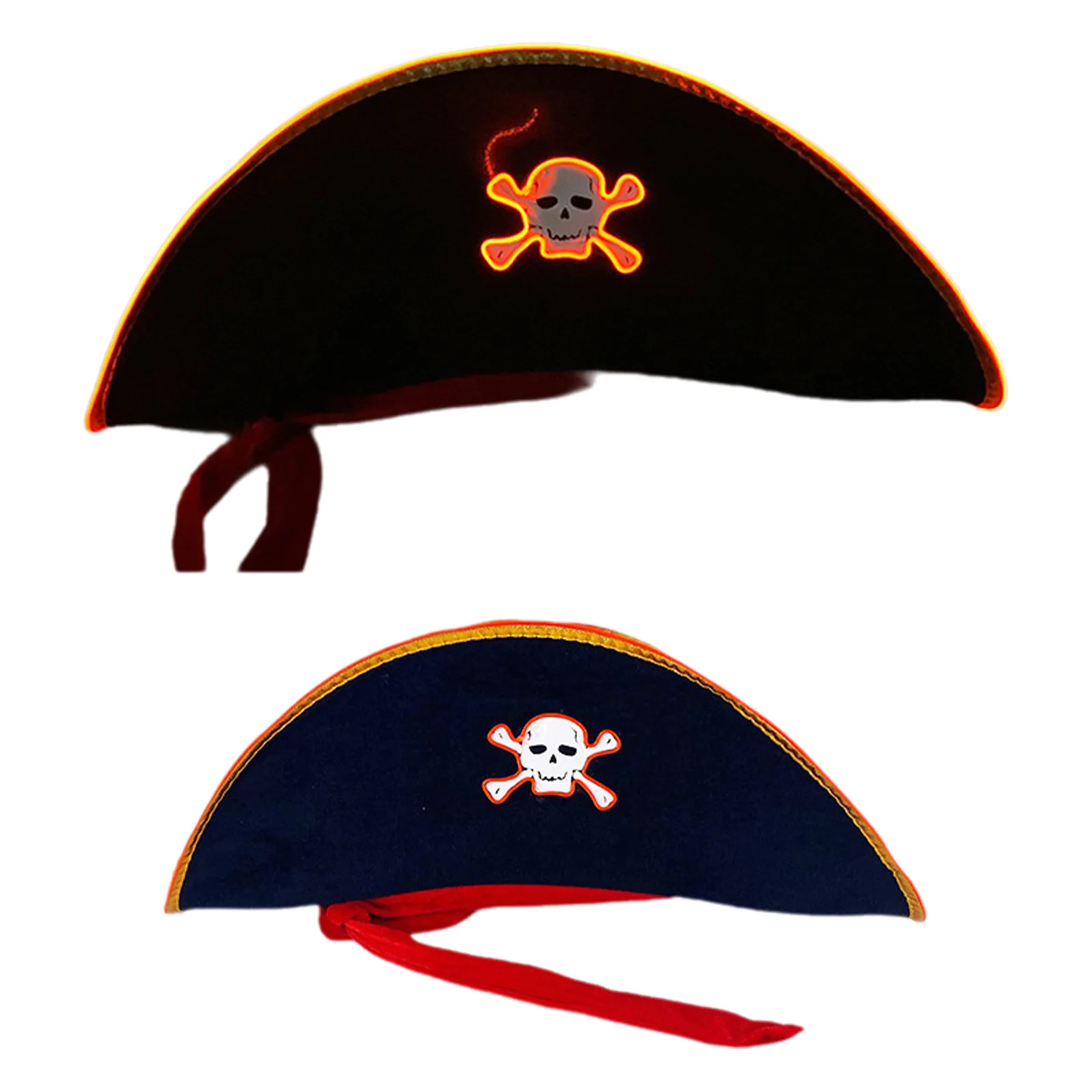 Nouveau chapeau de Pirate LED unisexe avec os croisés de crâne lumineux éclairent un accessoire de Costume de bal de mascarade d'halloween pour adultes et enfants