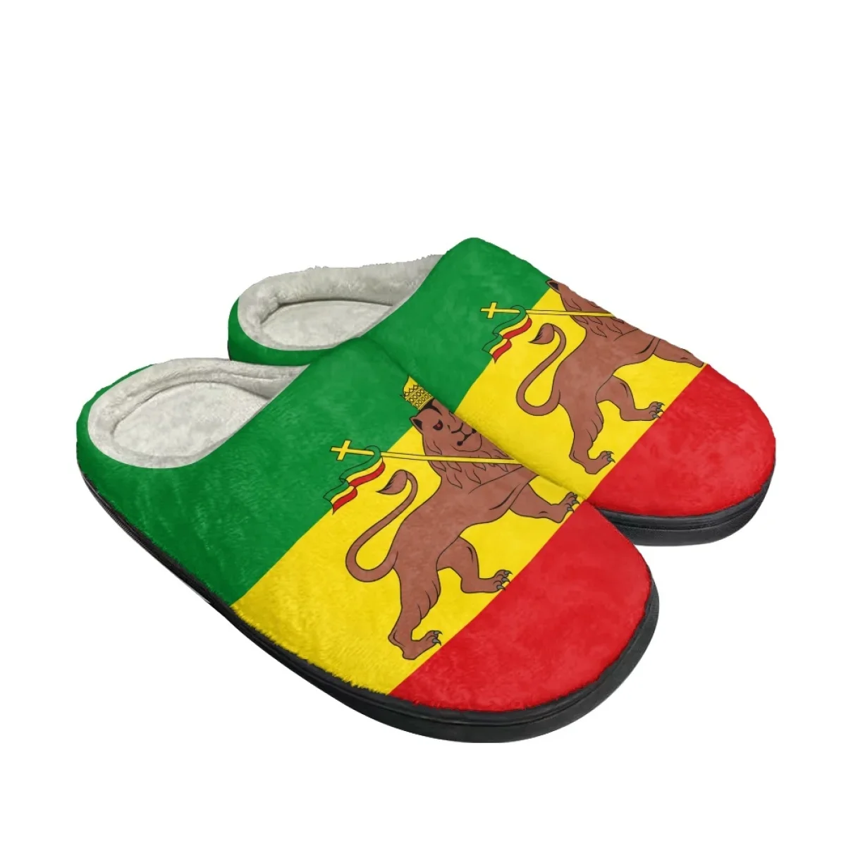 Comfortable Indoor Household Cotton Slippers Non-Slip Slides Shoes for Women Men Household Ethiopia Flag Sandals Hot