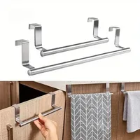 Stainless Steel Bathroom Kitchen Cabinet Rag Shelf Dishcloth Hanger Single Pole Towel Rack Over Door Back Type Hanging Holder