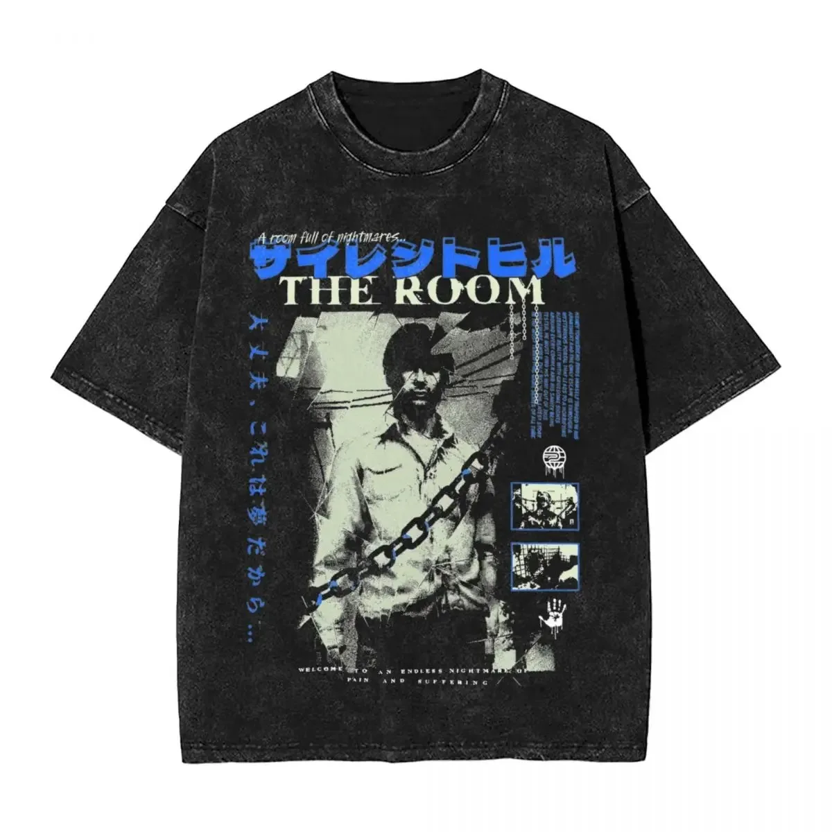 

Silent Hill Washed T Shirt Streetwear Hip Hop Vintage T-Shirts Horror Movie Game Tees Tops Men Plus Size Streetwear Best Selling