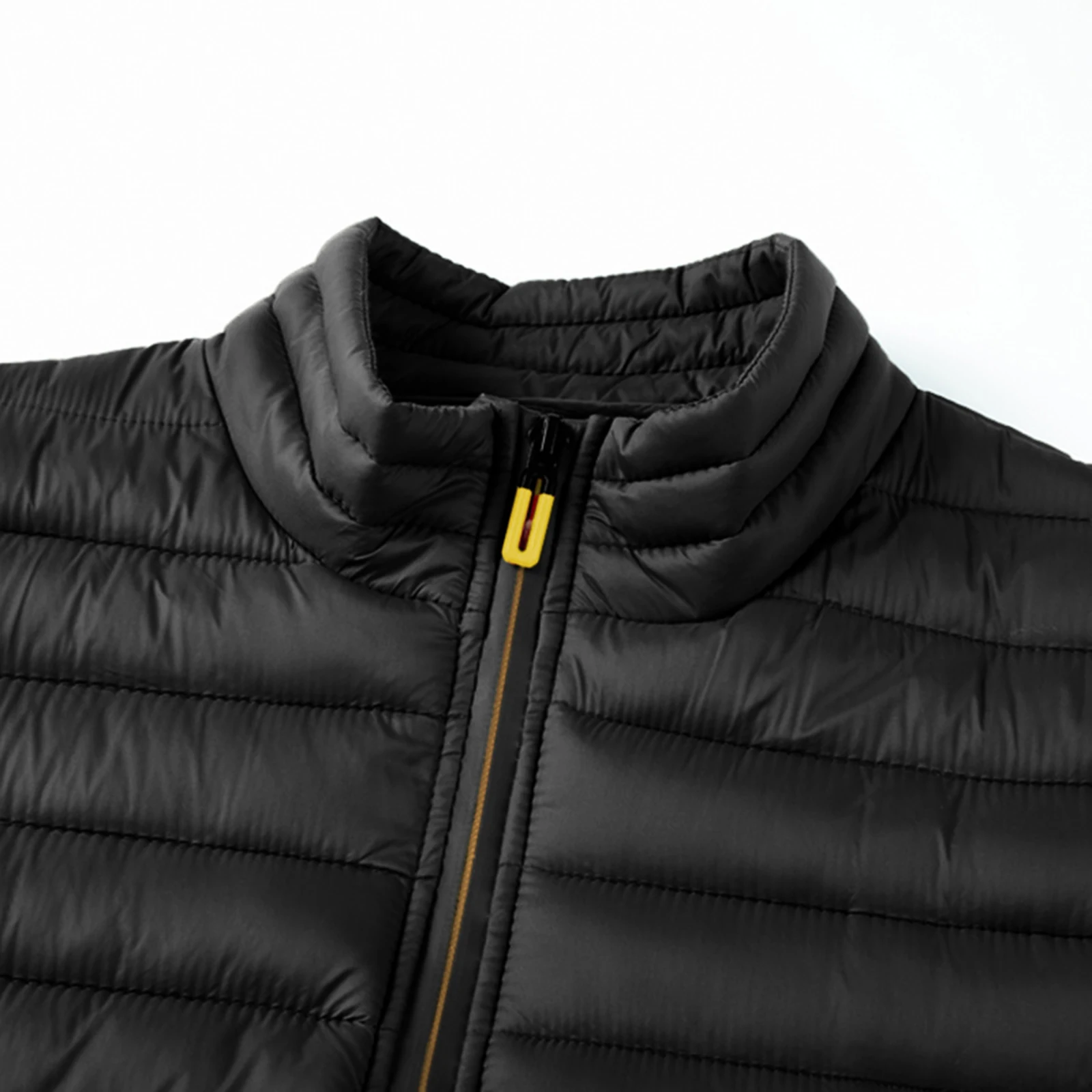 Men's Sleeveless Puffer Vest Solid Color Stand Collar Quilted Zipper Front Warm Outerwear