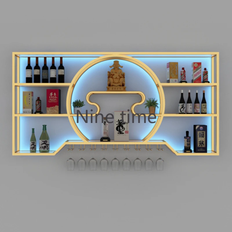 

Salon Bottle Wine Cabinets Modern Buffet Inverted Industrial Bar Cabinet Wall Mounted Small Armario Para Vinos Home Equipment