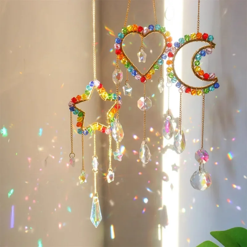 Sun Crystal Pendant Sun Rainbow Dreamcatcher Children's Room Kindergarten Sky Balcony Hanging Decoration Wind Chime Hand