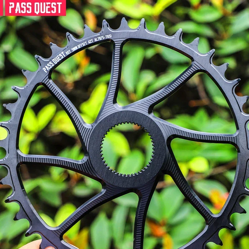 PASS QUEST 3mm Offset HOLLOW Round Narrow Wide Chainring for Rotor Gravel Bike Direct Mount Crank 9-12 Speed Chain 36-48T