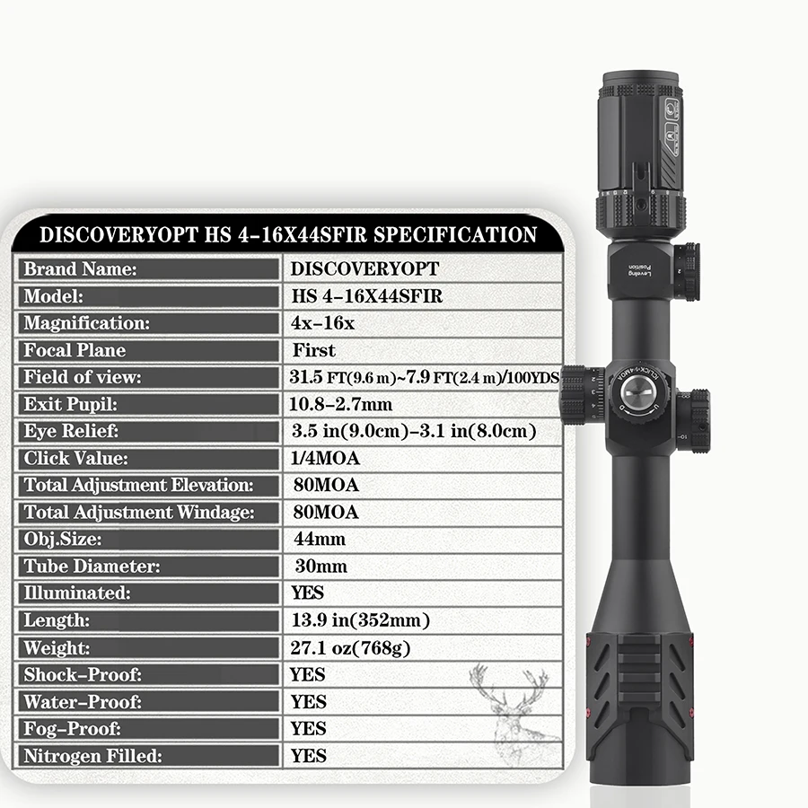 Discoverer asli baru-HS 4-16*44FFPrifle berburu pandangan optik diameter 30MM depan super tahan guncangan