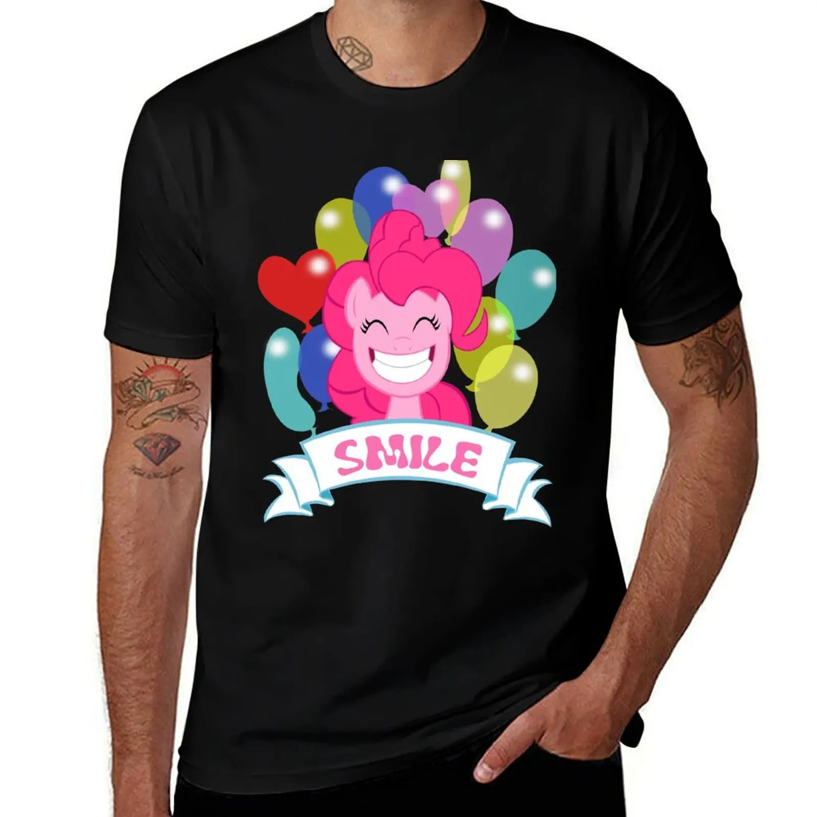 

Pinkie Pie - Smile balloons T-Shirt valentines clothes custom t-shirts quick-drying Men's clothing