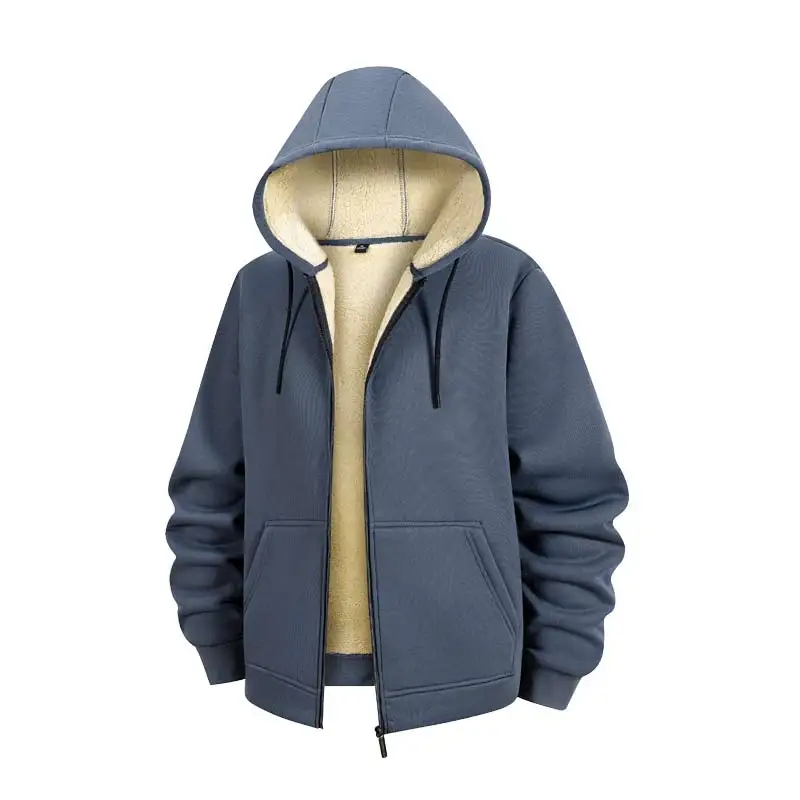 

New Hoodie Men's Trendy Brand Solid Color Fleece Oversize Men's Korean Style Sweatshirts Brand Casual Windproof Street Jacket