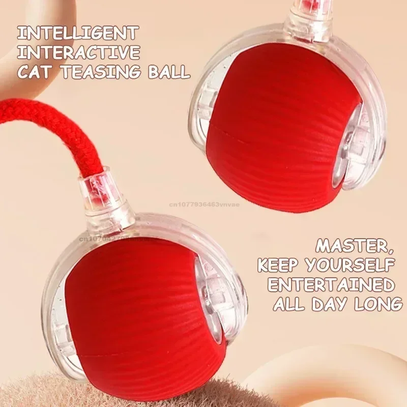 Cat Interactive Ball Toy Automatic Rolling Ball Faux Tail Rechargeable Pet Electric Toy Dog Cat Training Imitate Mouse Plush