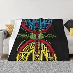 Berber Flag With YAZ Amazigh Symbol Tamazight People Blanket Flannel Fleece Kabyle Carpet Morocco Throw Blankets Couch Quilt