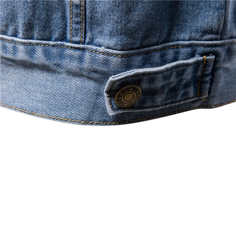 Premium Men\'s Thick Denim Coat 3 Color Casual Sports Quality Clothing Pocket Embellishments Buckle Lapel Jacket Denim Clothing