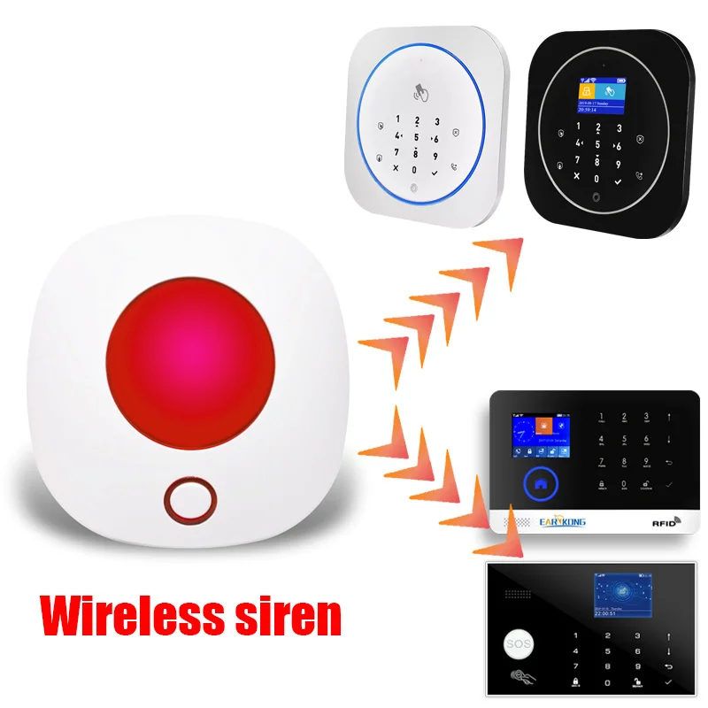 Tuya WIFI 433MHz Audible and Visual Alarm APP Control Remote Alarm SMS Notification High Decibel Plug-in Indoor Siren