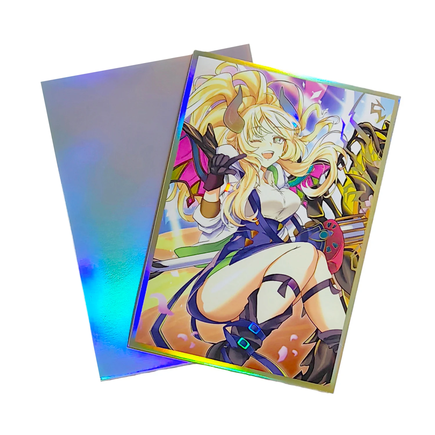 

63x90mm 50PCS Holographic Card Sleeves YGO Card Sleeves Illustration Anime Protector Card Cover for Board Games Trading Cards