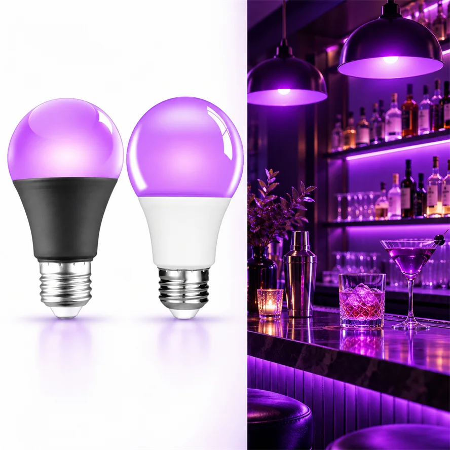 2/1PCS E27 UV Purple Light Bulb AC85-265V Holiday Decoration Atmosphere Halloween Christmas Bar Party Decorative Lights Bulb