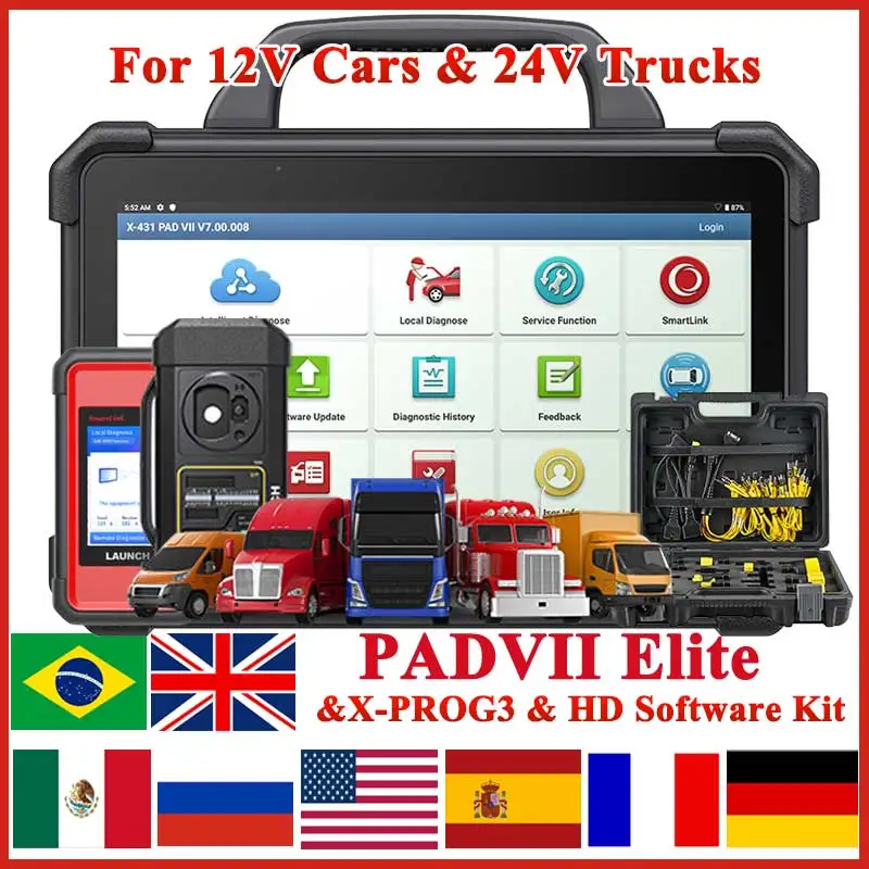 On Sale - LAUNCH PADVII X-PROG3 Trucks Kit Scanner Most Complete Set Professional Car Diagnostic Tool Key Programming Scanner