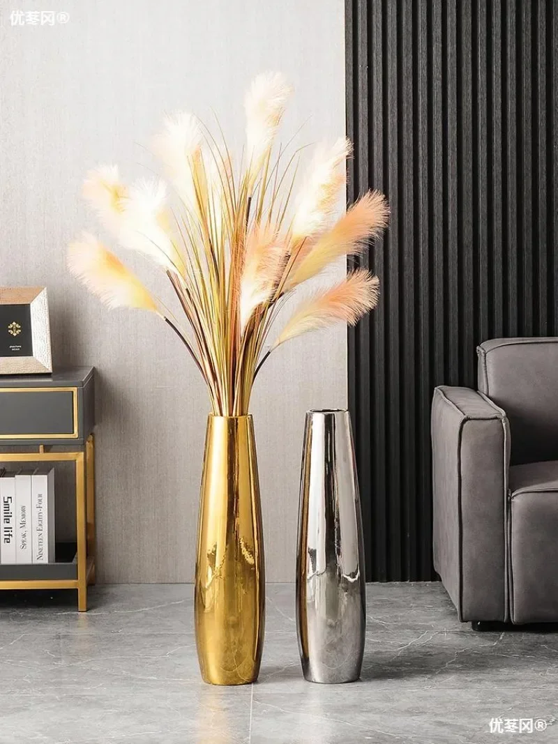 Nordic Light Luxury High-End Floor Large Vase Decoration Living Room Flower Arrangement High-Grade Living Room TV Decoration