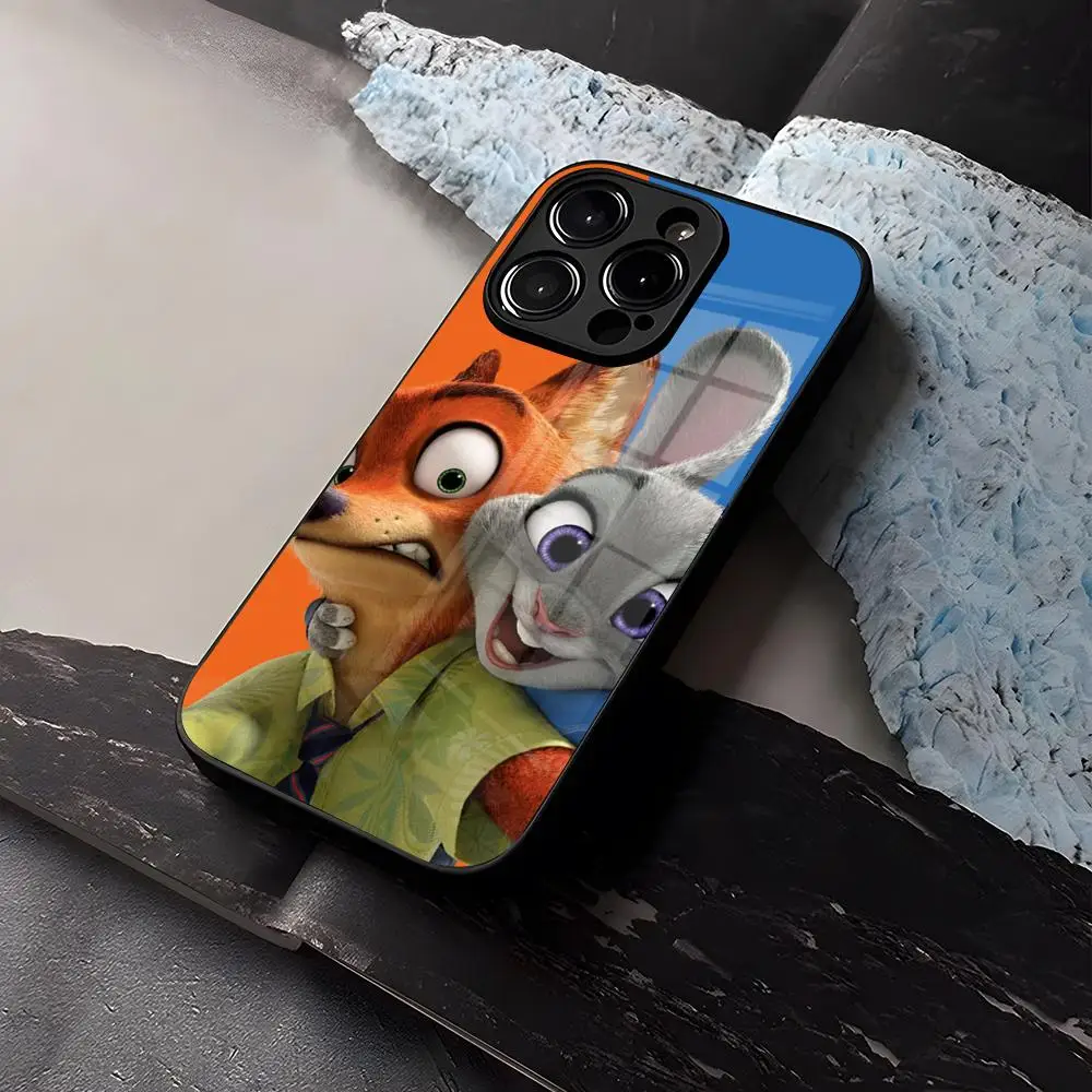 Disney Zootopia Phone Case For iPhone 15 13 14 12 11 Pro XS Max Plus Mini X XR 8 7 6s SE2020 Tempered Glass Coque