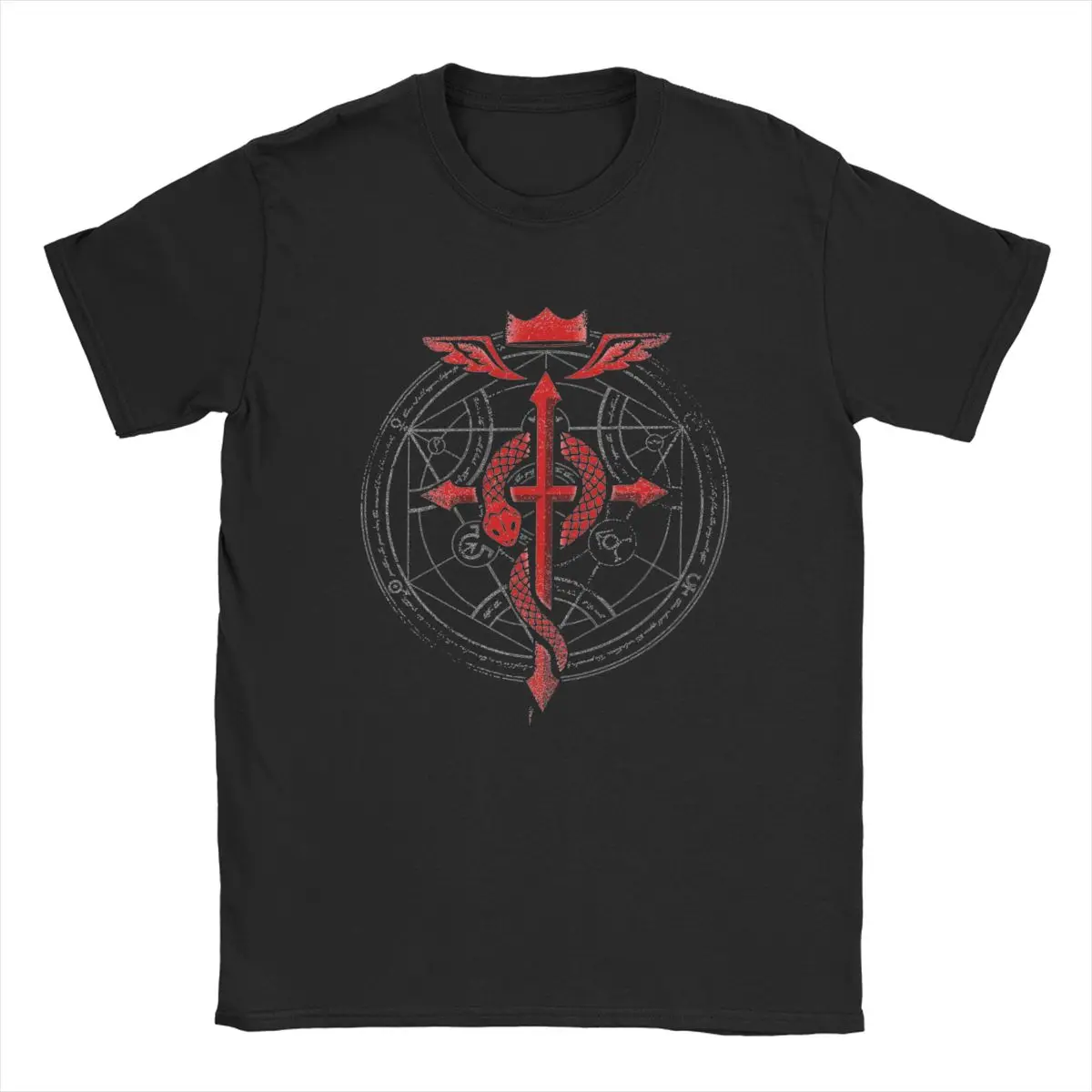 Fullmetal Alchemist Japanese Anime T-Shirt for Men Flamel Logo Casual Cotton Tees Round Collar Short Sleeve T Shirts Clothes