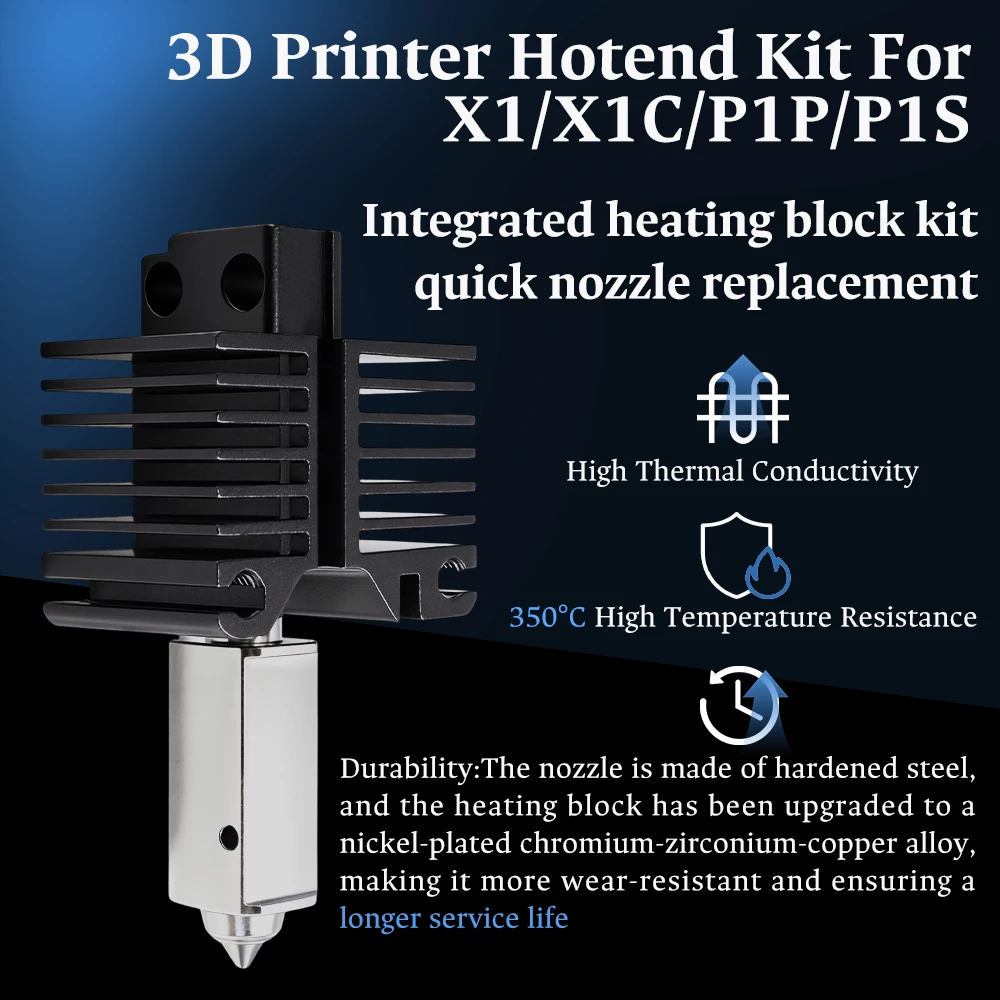 Hotend für Bambu Lab P1P X1C P1S X1 P1P Upgrade-Heißend-Druckkopf 3D-Druckteile für Bambulab mit gehärteter Stahldüse – Detail 3