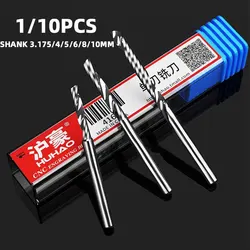 HUHAO 10PCS Singe Flute End Mill 5A Milling Cutter Wood 3.175 4 6 8 10mm Shank Spiral Router Bits PVC Cutter Woodworking Tools