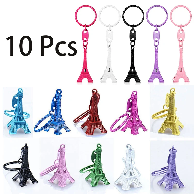 10 Pcs Colorful 3D Paris Eiffel Tower Keychain Metal Paris Keychain French Paris Keyring Souvenir