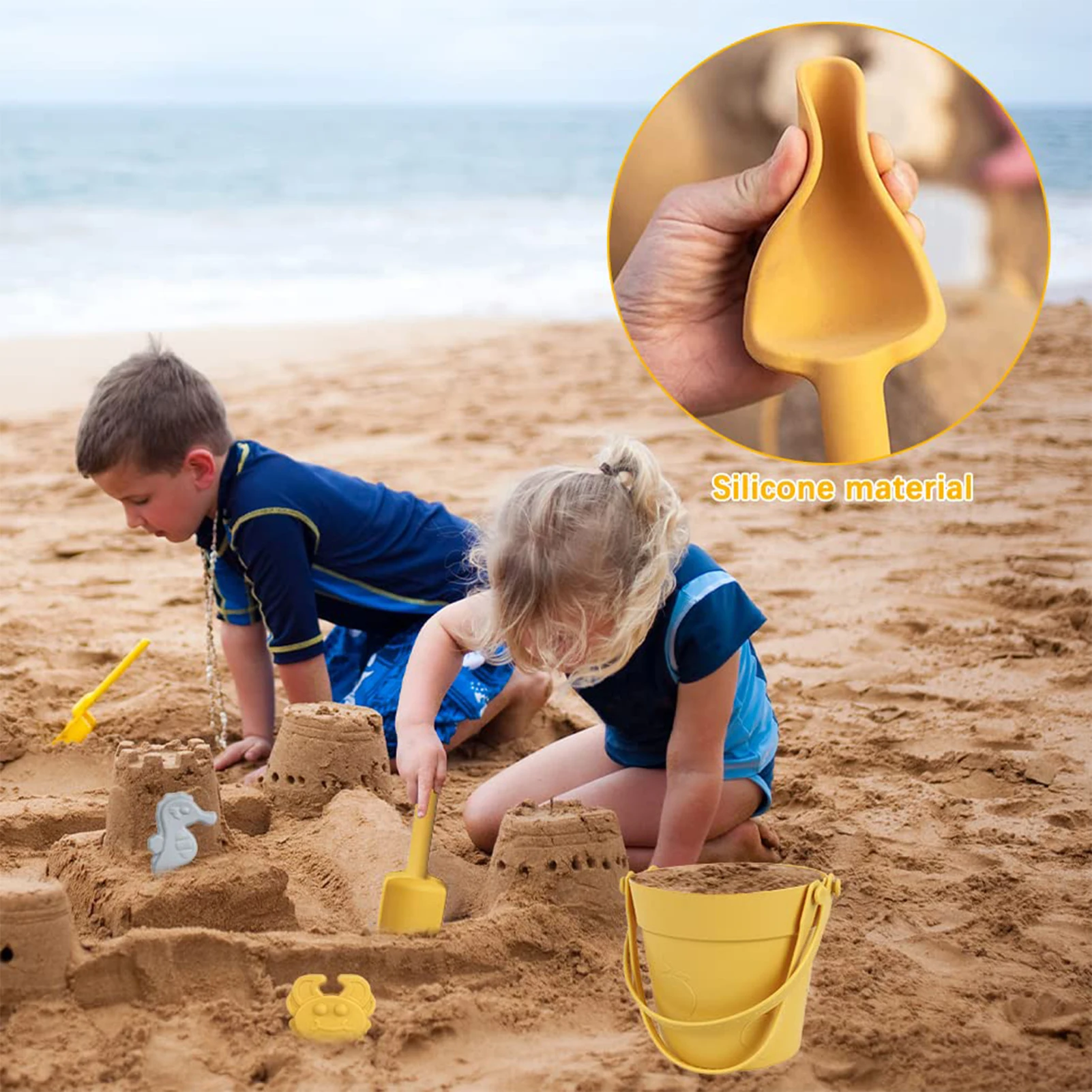 

Children's Beach Bucket Shovel Molds Toys Portable Durable Beach Sand Water Game Toys for Children Birthday Presents