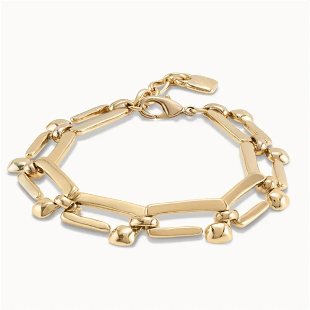 2025 Fashion Neutral Style Gold Geometric Chain Bracelet, Non Gender Accessory, Valentine's Day Gift for Couples