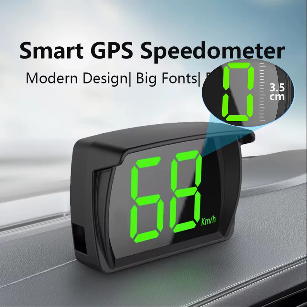 Car HUD GPS KMH HUD Digital Speedometer Head Up Display Car Electronics Accessories Big Font Speed Gauge Meter for All Cars