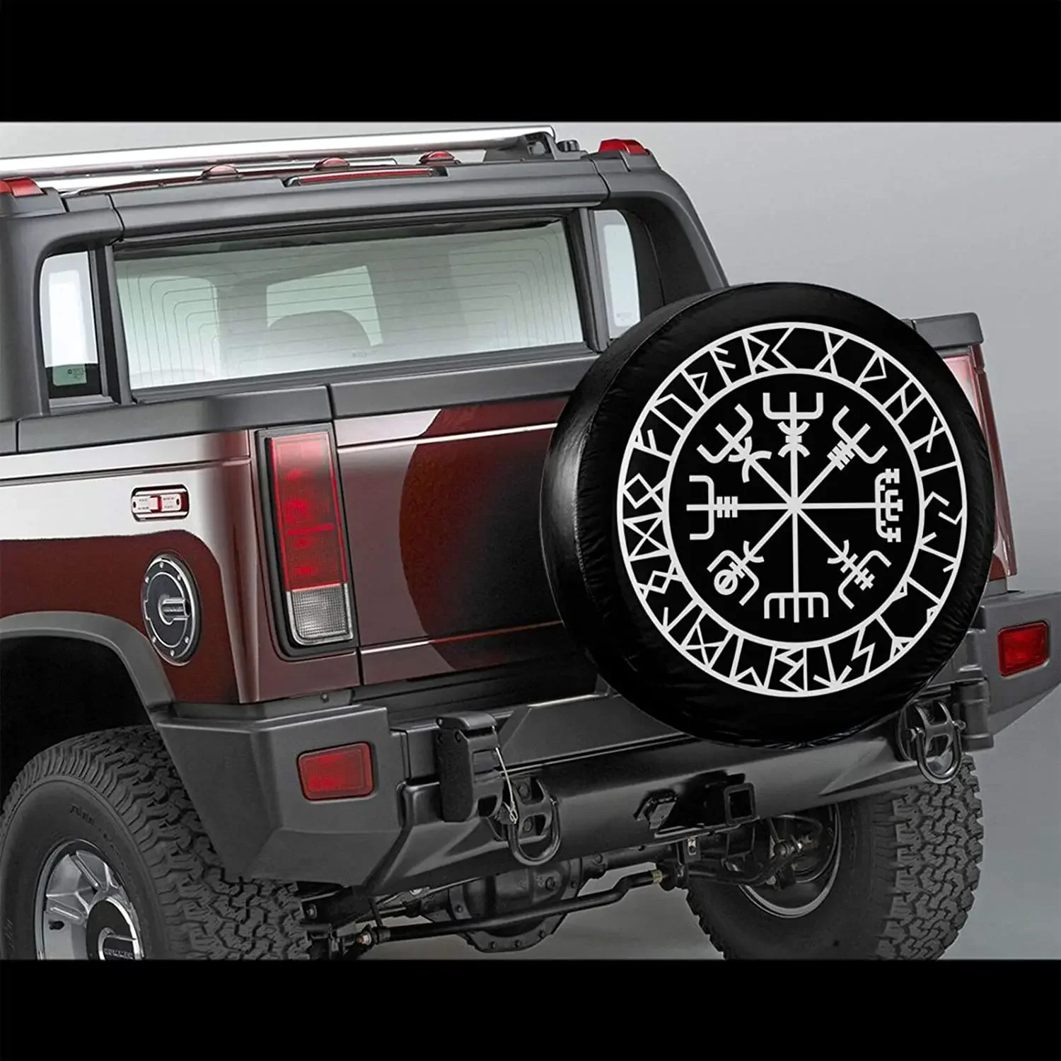 Ancient Nordic Symbol Compass Spare Tire Cover Waterproof Dust-Proof UV Sun Wheel Tire Cover Fit Fits most vehicle tire covers