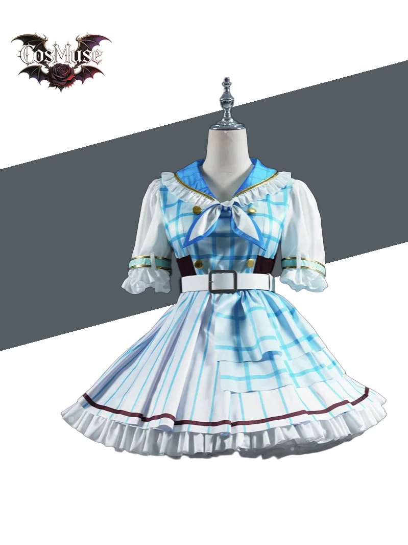 

Anime Game Lovelive 15th Anniversary Cosplay Aqours Kurosawa Ruby Costume Blue Plaid Pattern Dress JK Headwear Wigs Christmas