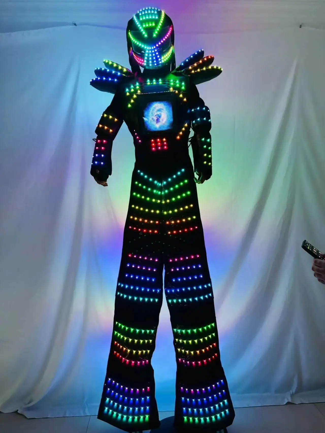 Concert show outfit LED Robot Costume Stilt Walker Full Color Events Holiday Friendly Stage Performance Suit