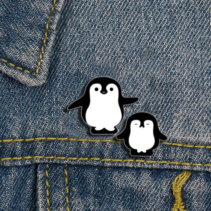 Preciosos broches de pingüino de dibujos animados, Pin esmaltado de solapa de animales blancos y negros, camisas vaqueras, chaquetas, mochila, insignia, joyería para niños y niñas