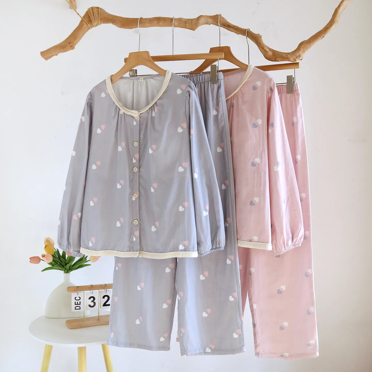 

Pyjamas 2 Piece Set Sleepwear For Sleeping Home Wear Woman Pajamas Set Women's Long Sleeve Top Night Wear Ladies Pijama