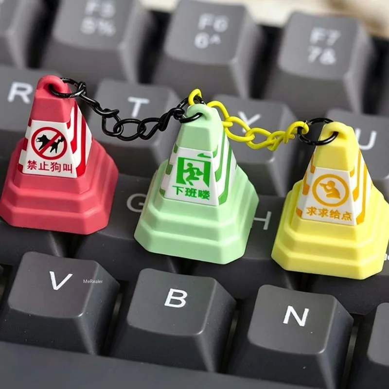 Funny Traffic Cone Artisan Keycap Set Resin Custom Keycap for Mechanical Keyboard Kawaii Office Desktop Decor Stress Relief Gift