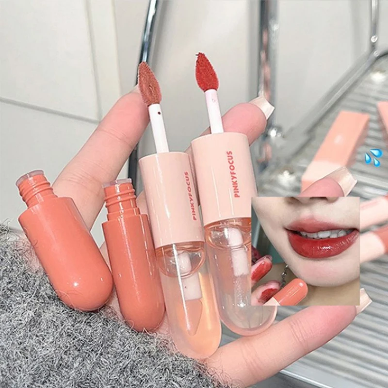 

Matte Not Easy Stick Cup Lipgloss Long Lasting Moisturizing Double Head Lip Glaze Jelly Translucent Lipstick Korean Makeup