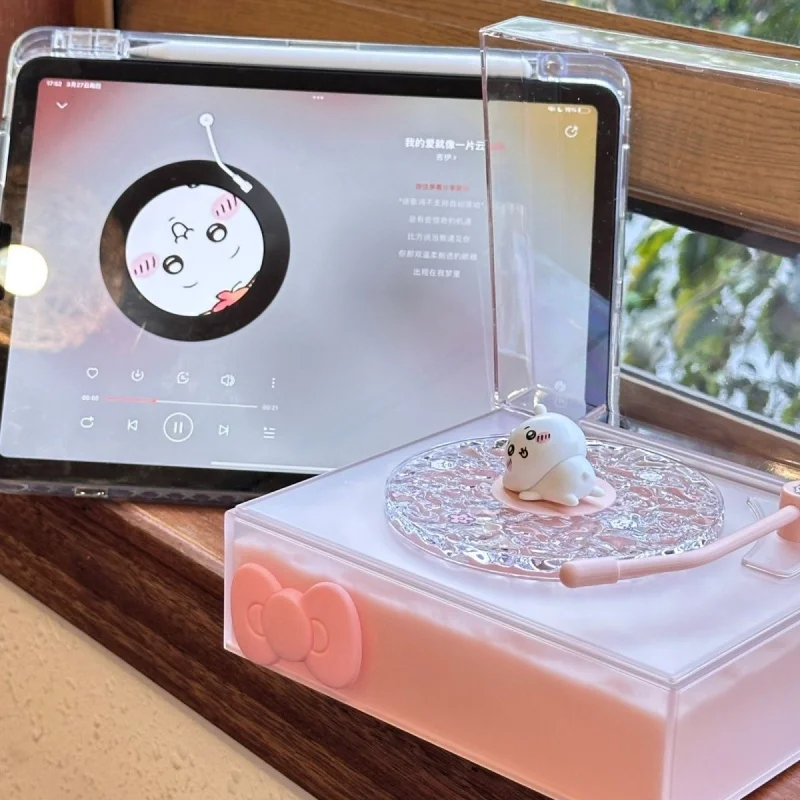 

Портативная беспроводная Bluetooth-колонка Chiikawa Kawaii в стиле виниловой пластинки с фигуркой Хачиваре