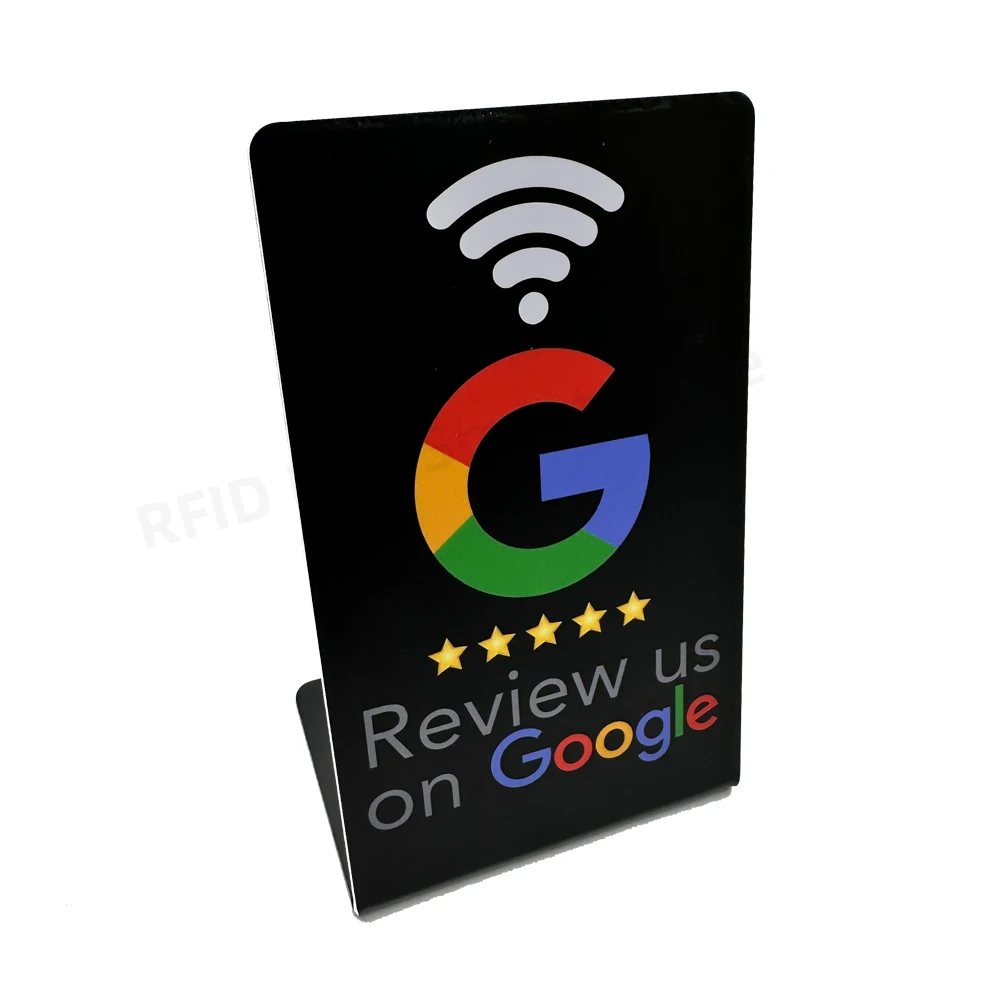 NFC Stand Display Review us on Google Trustpilot Tripadvisor Reviews NFC Tap Cards NT/AG213 NFC-Enabled Google Reviews Card