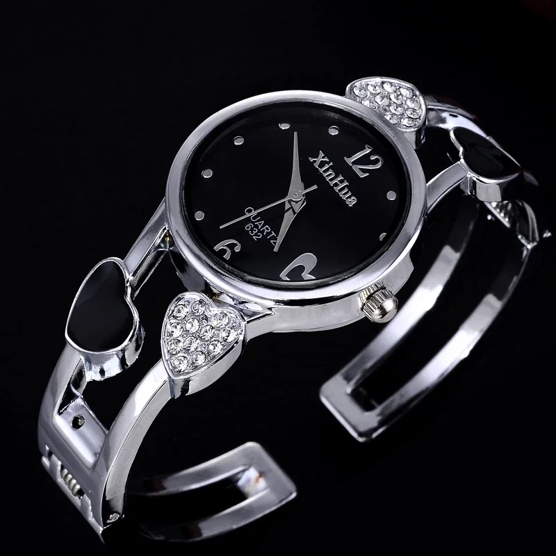 heart shaped bracelet watch women watches luxury rhinestone women's watches ladies watch steel clock damski reloj mujer