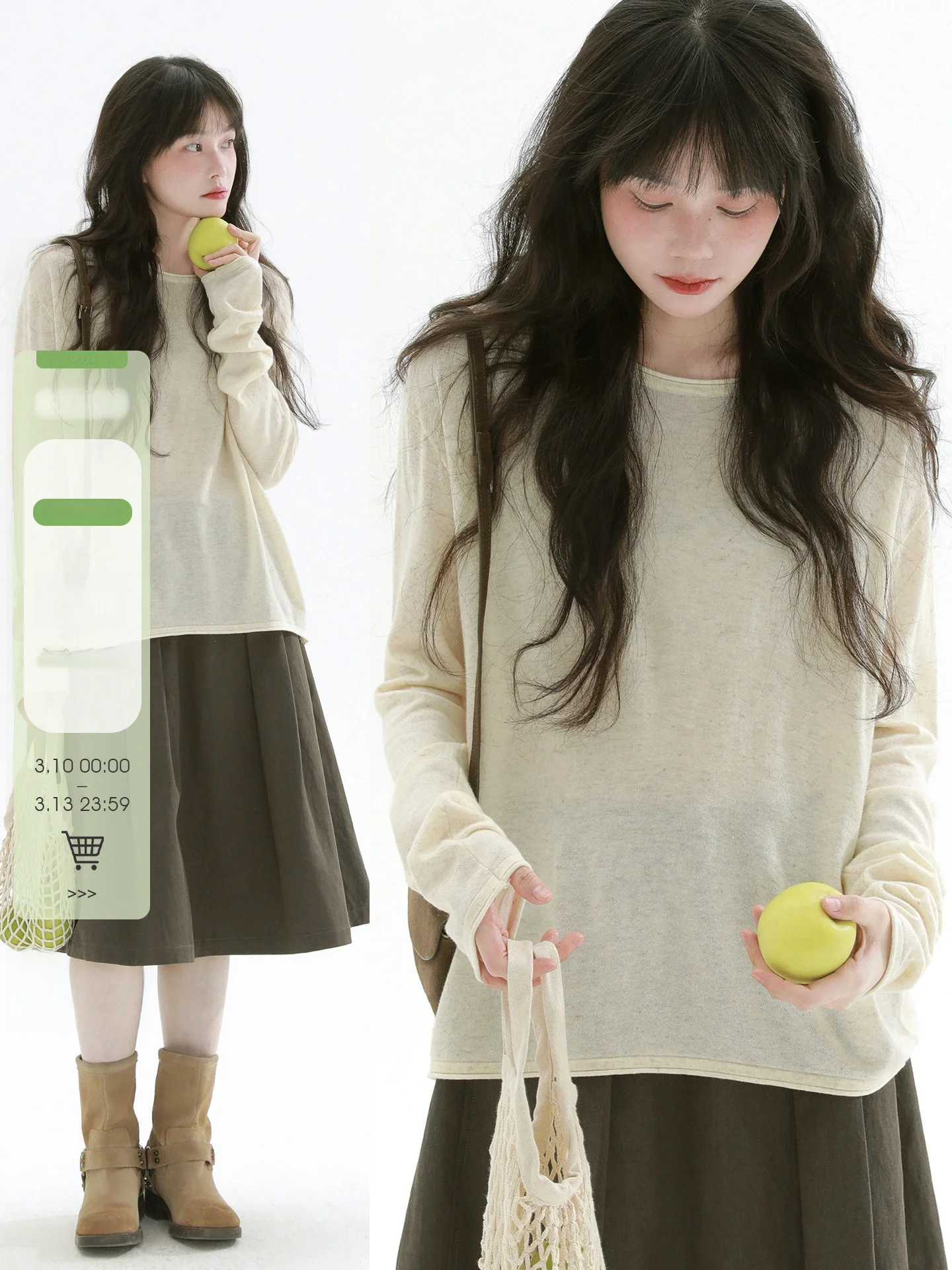 

Ретро-свитер свободного кроя с длинными рукавами и круглым вырезом, универсальный повседневный женский базовый топ, художественный дизайн, смесь полиэстера и шерсти