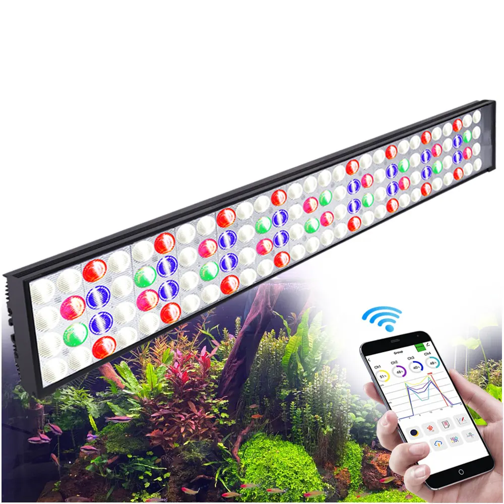 

PopBloom-WiFi Full Spectrum Aquatic Plants Lighting, Freshwater LED Aquarium Lamp,Aquarium Planted Fish Tank Lights, 80-100cm